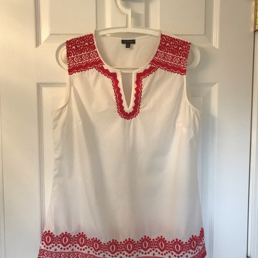 Talbots sleeveless Embroidered Top Medium